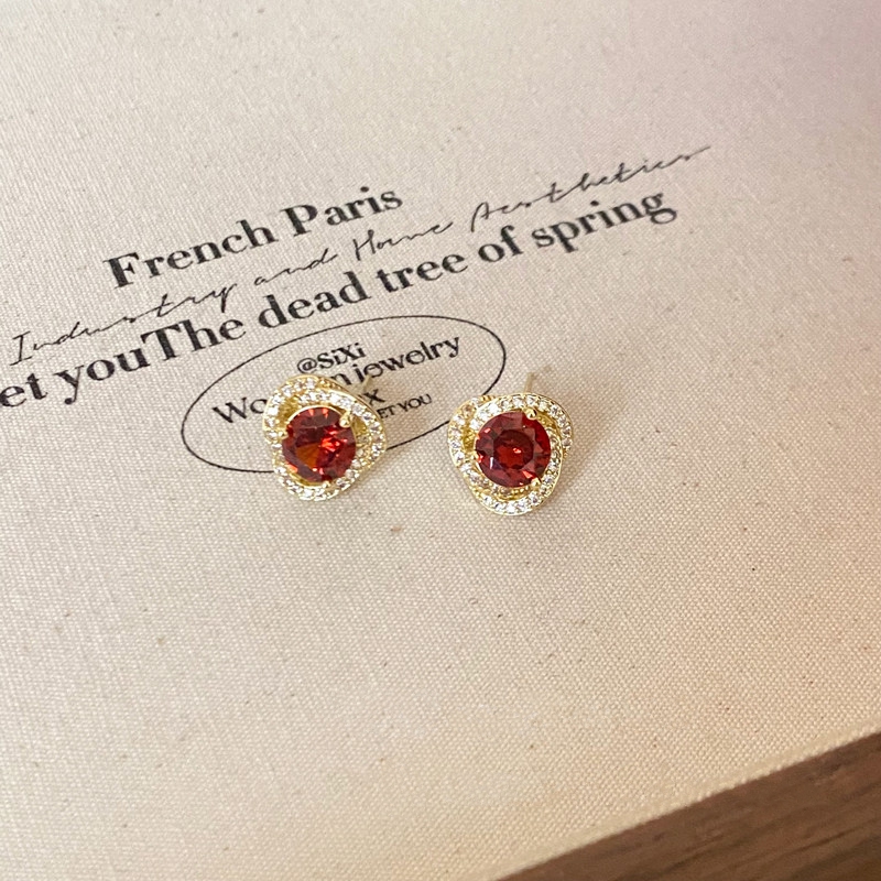 Red Zircon Earrings